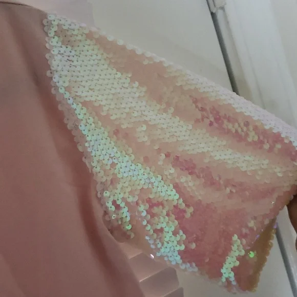 Why Dress Sequin Sleeve Screen Printed T-Shirt Pink- Small - Picture 14 of 15